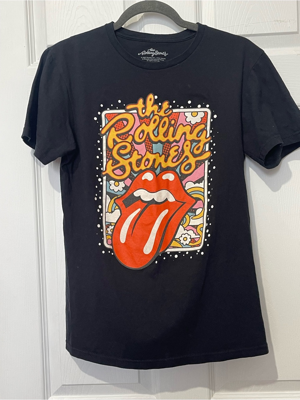 The Rolling Stones Black Tee with White Logo Print